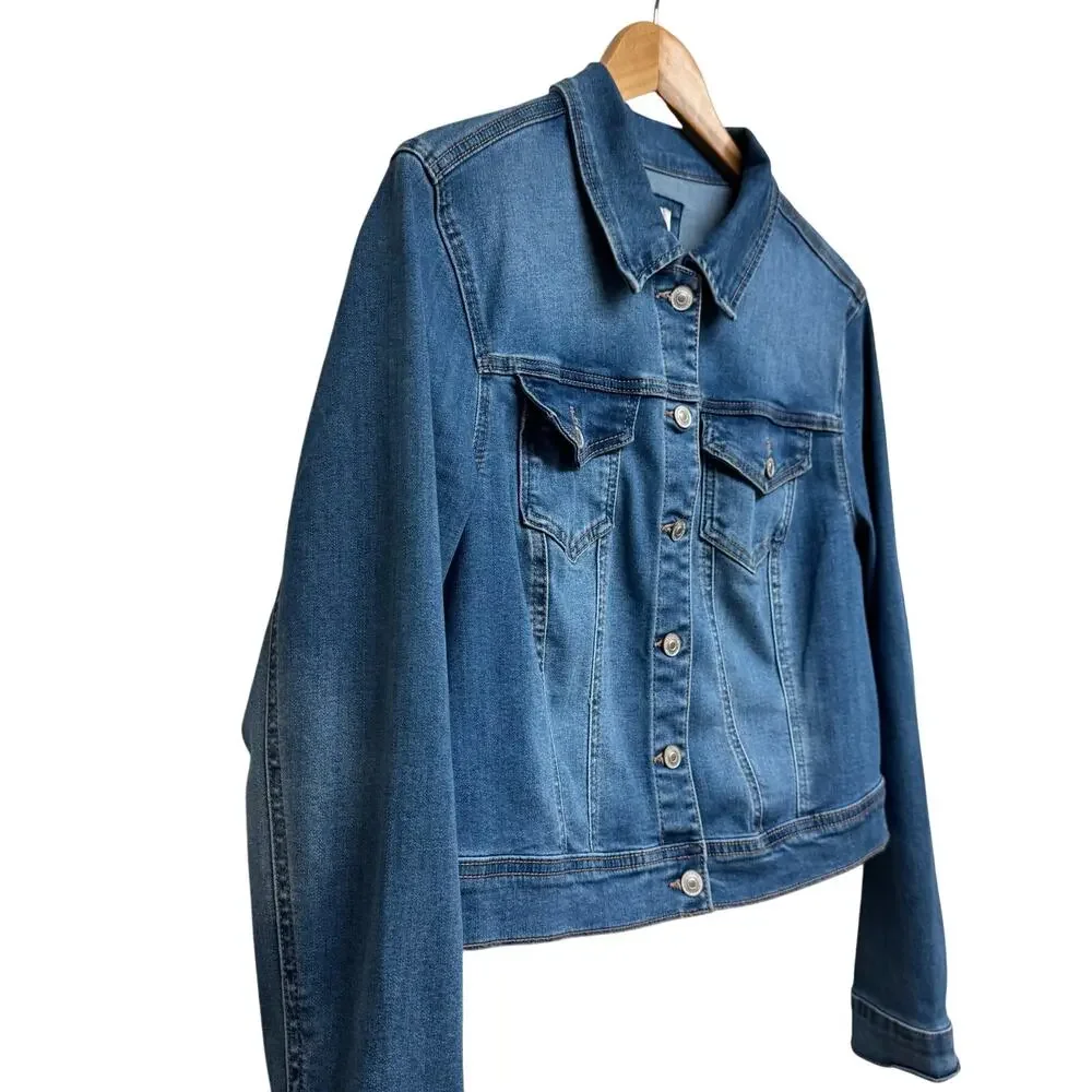 Wax Jean Classic Blue Denim Jacket Button Front Trucker Style XL - Picture 6 of 9